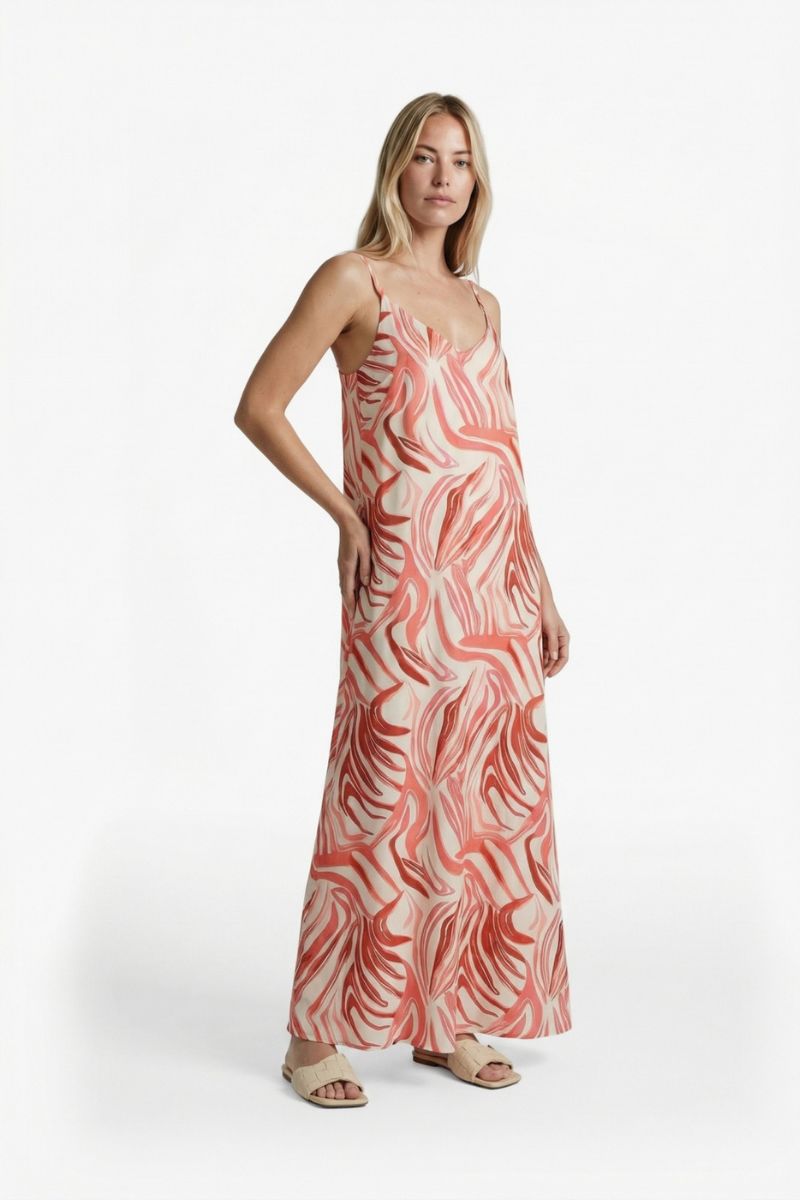 G-maxx Thyra Dress Sand/Cranberry | G-maxx Zomercollectie